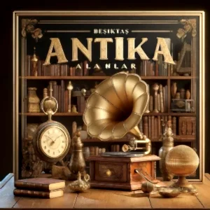 beşiktaş antika alanlar, gramofon, massa saati, kitap ve vazo toplu görsel